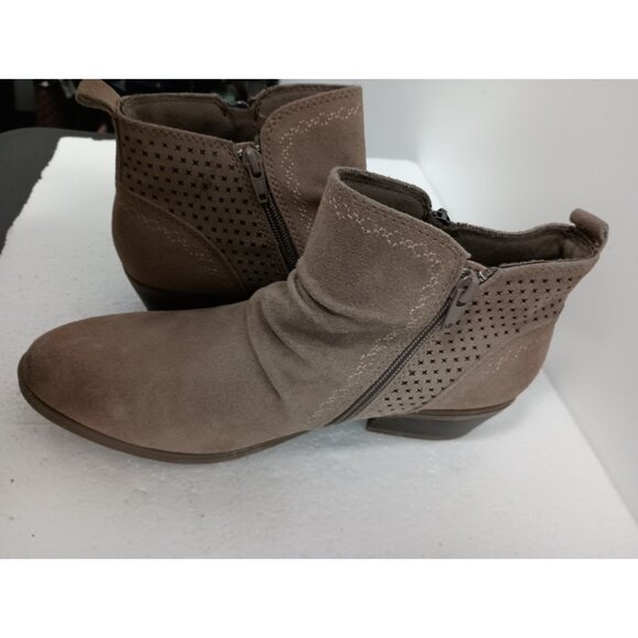 Earth Origins Ankle Booties Womens Sz 9 Tan Suede Naville Comfort Side Zip Shoes - Picture 10 of 12